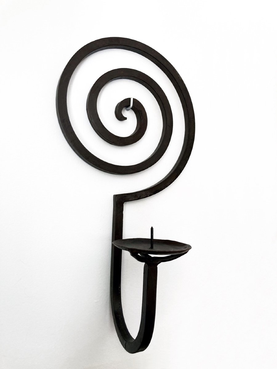 Pair Of Spiral Wrought Iron Wall Lights/brutalist-photo-1