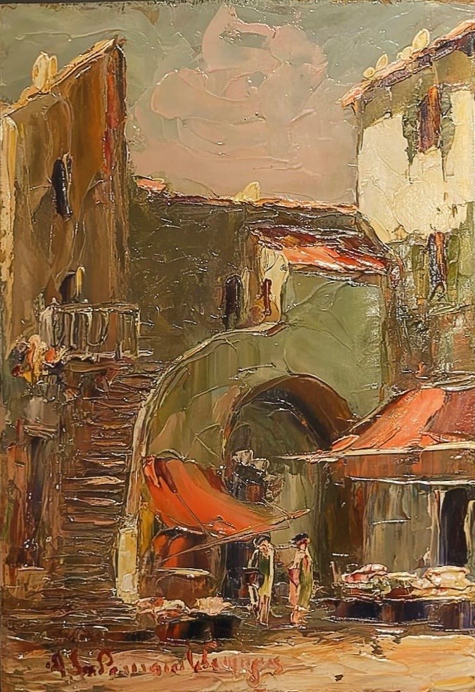 Painting Representing A Painting Of The Village Of Saint-tropez-photo-2