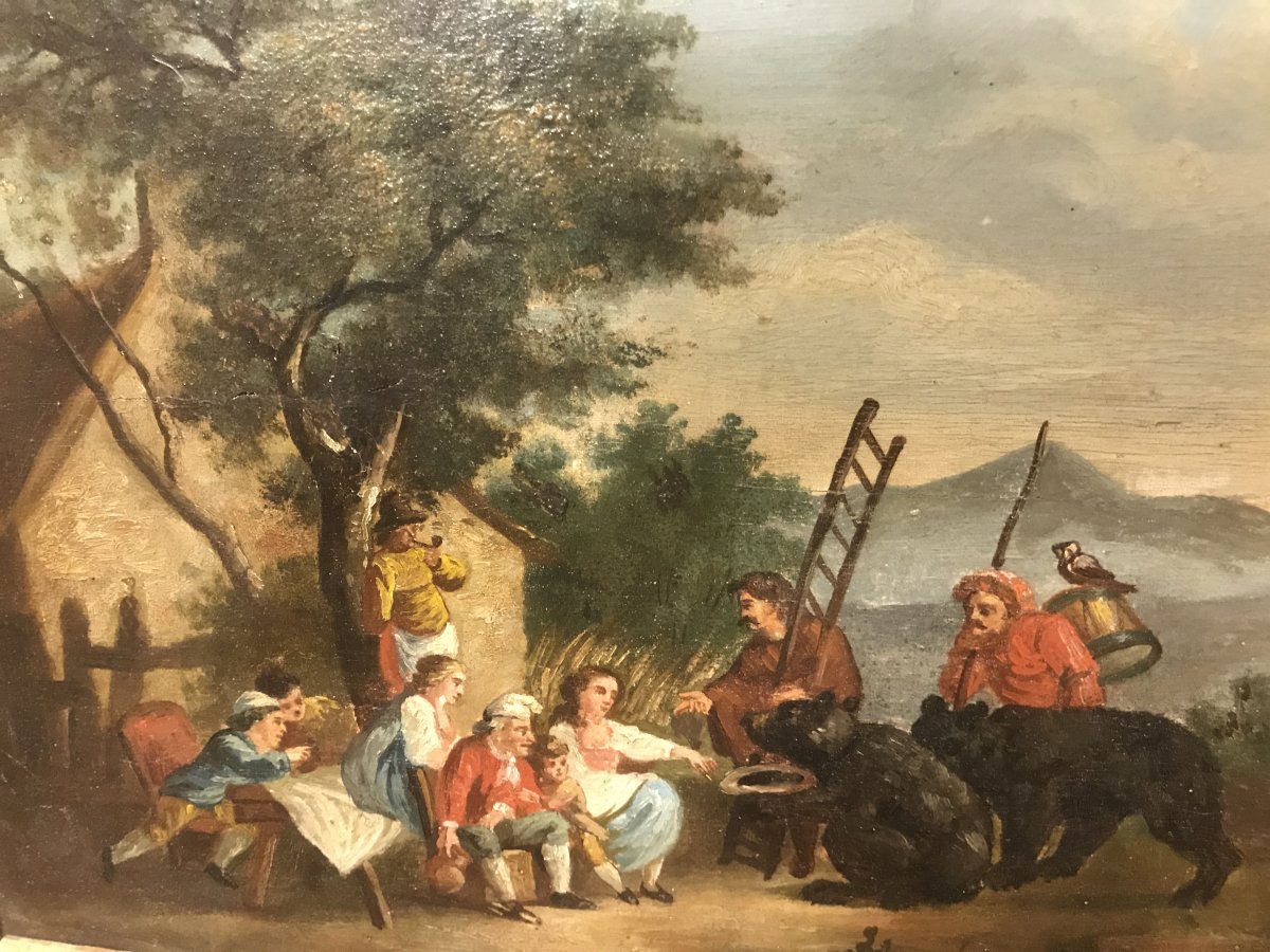 Painting On Wood Early XIX Eme /-photo-2