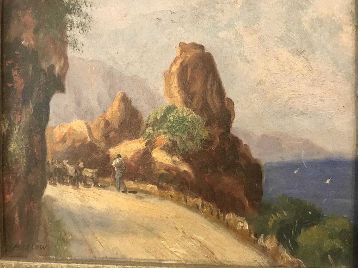 Oil On Cardboard / Landscape South Of France-photo-2