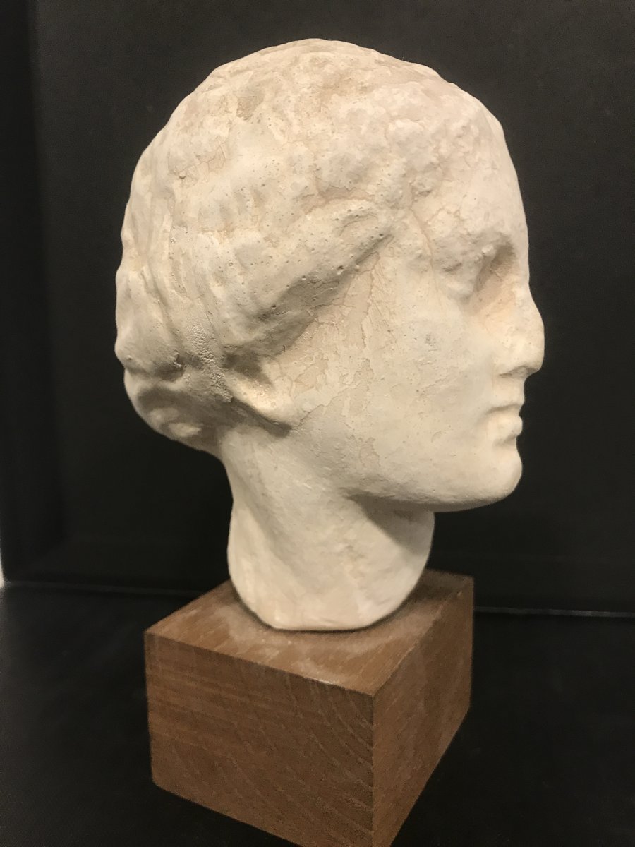 Head In Antique Plaster From The 1950s-photo-2
