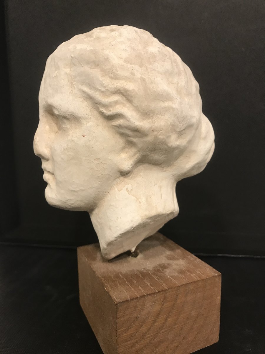 Head In Antique Plaster From The 1950s-photo-3