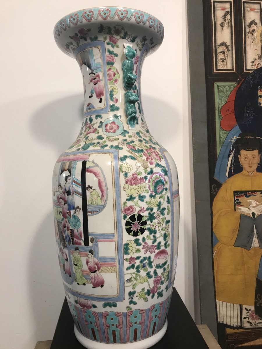 Grand Vase Canton Début XX eme-photo-4