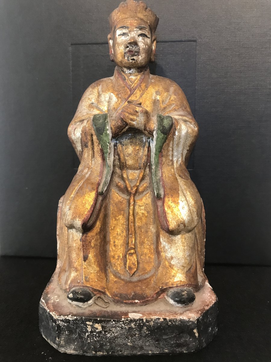 Statuette Of Sage Or Dignitary/china XIX Eme