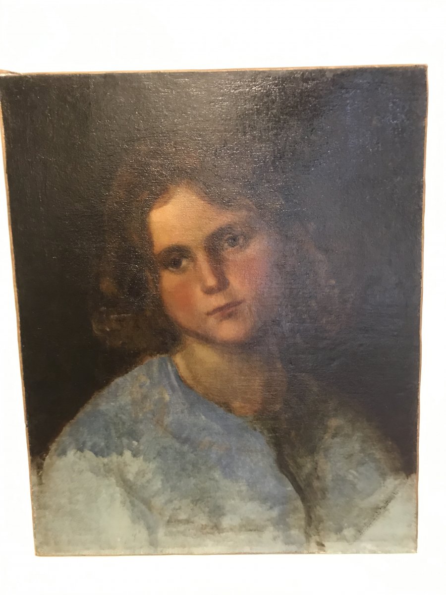 Portrait Of Young Ephebe Oil On Canvas Debut 19 Eme-photo-2