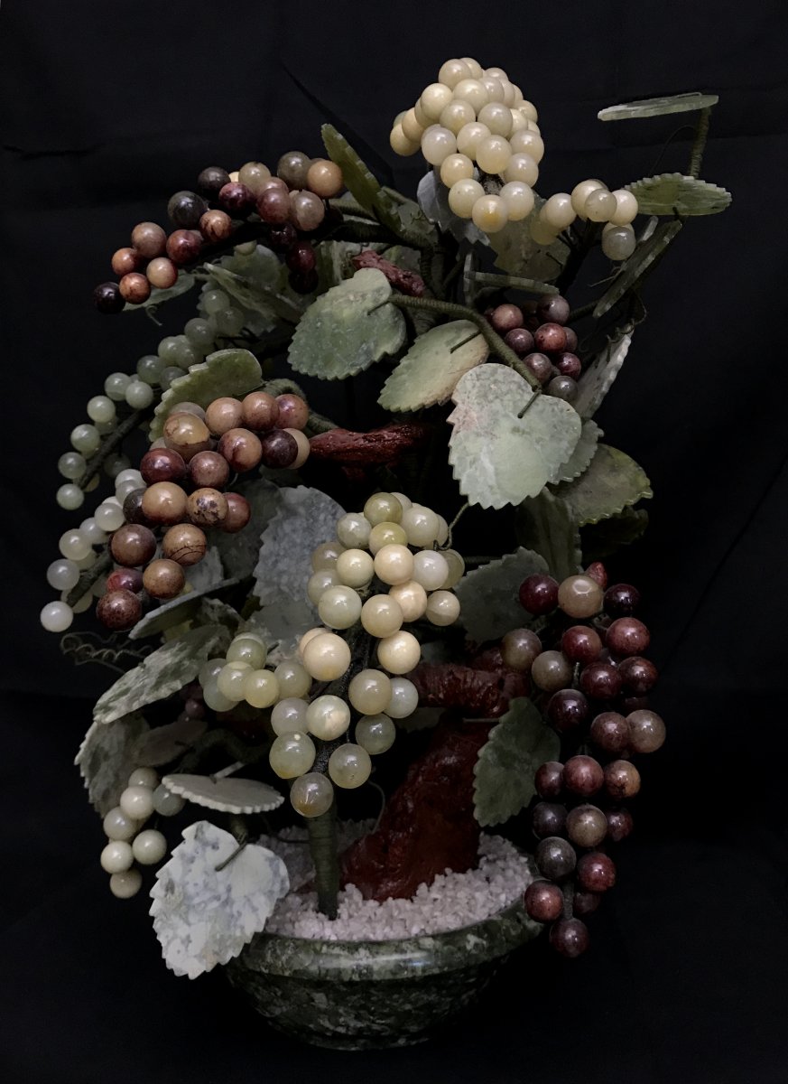 Pied De Vigne En Marbre, Pierre Jadéite Et Verre-photo-2