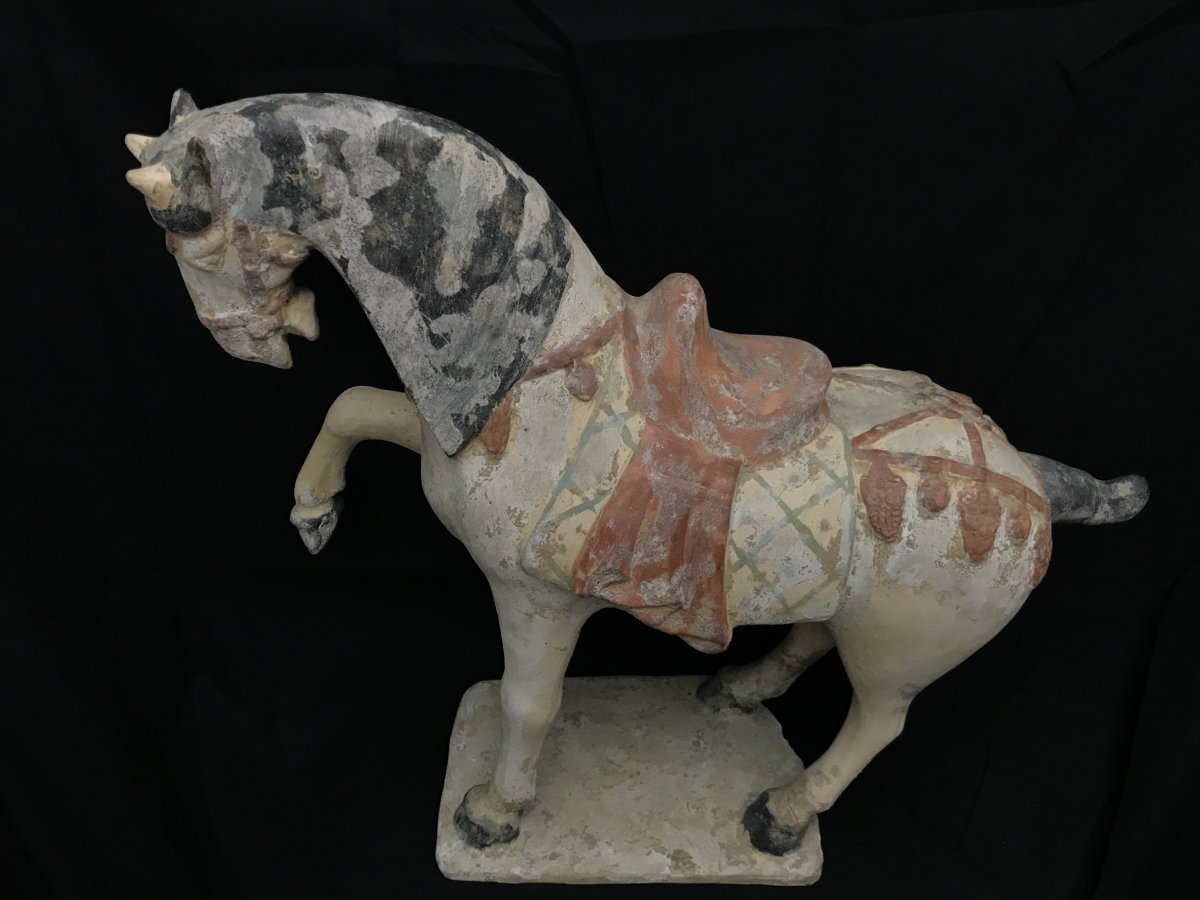 Grand Cheval En Terre Cuite- Fin époque  Qing -photo-2