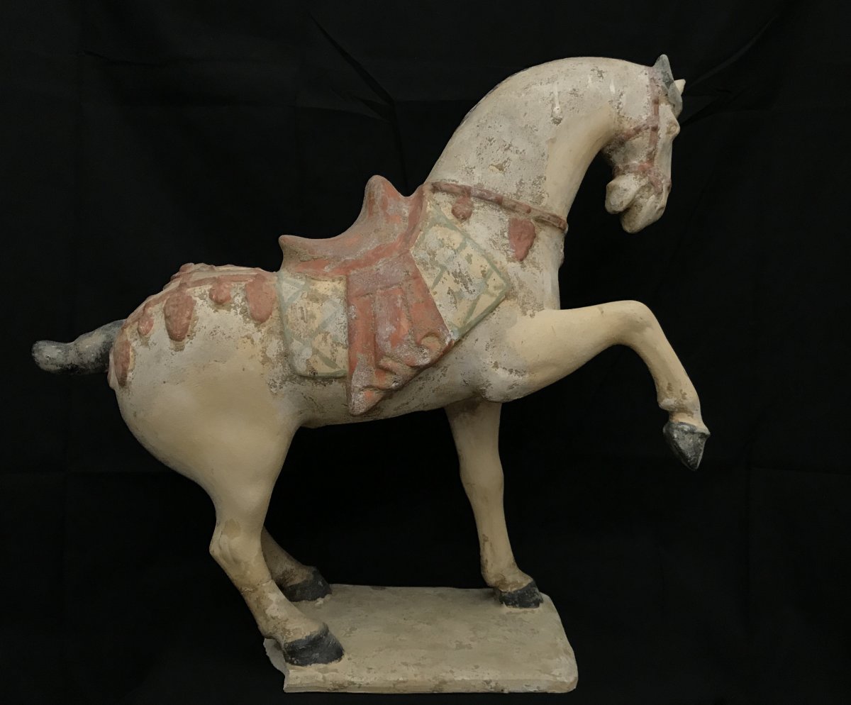 Grand Cheval En Terre Cuite- Fin époque  Qing -photo-4