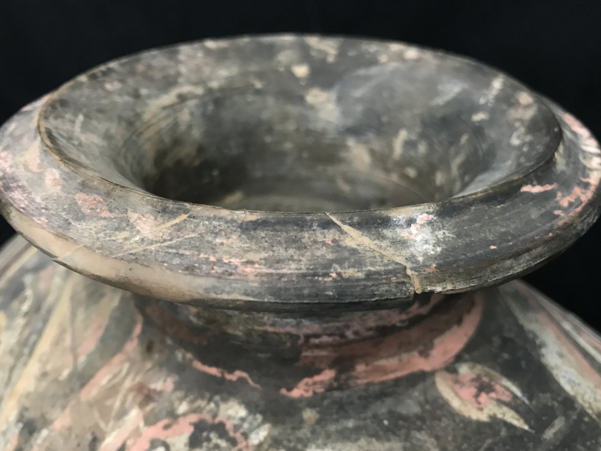 Chinese Terracotta Cocoon Vase Han Period-photo-3