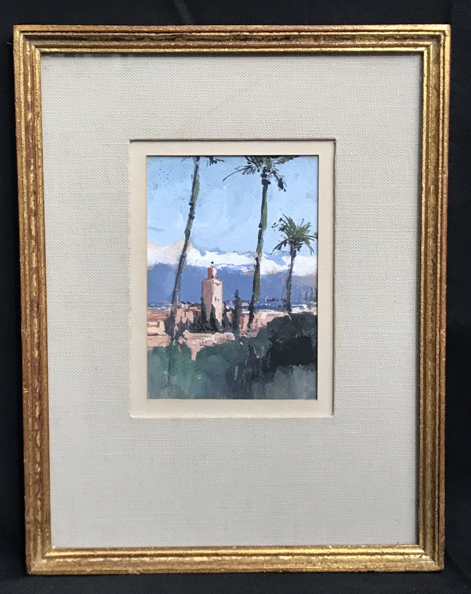 Painting On Paper View Of The Atlas North Africa 50s / 60s