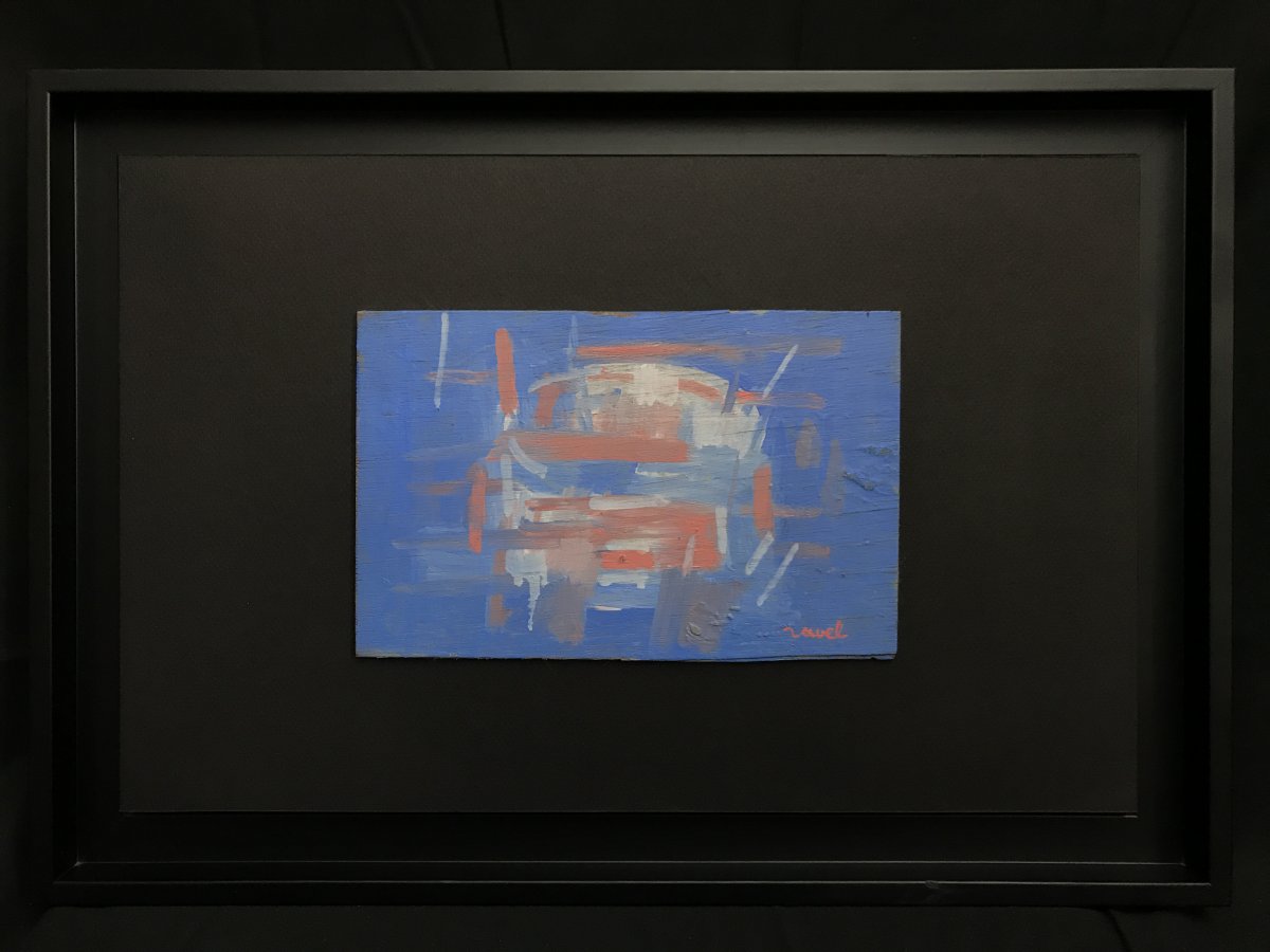 Peinture Abstraite /Bleu Du Peintre Daniel Ravel ( 1915-2002)-photo-4