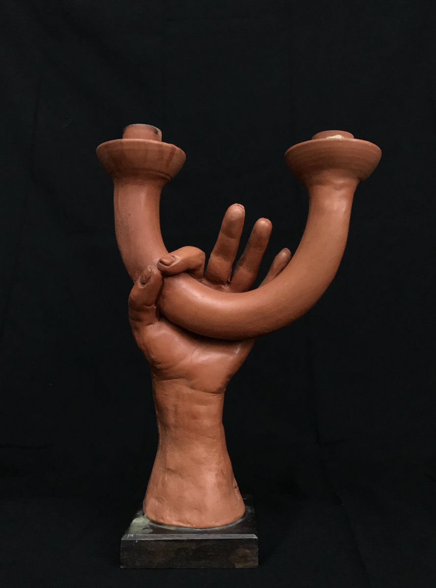 Terracotta Sculpture Hand By Jean Marais (1913-1998) French Artist-photo-2