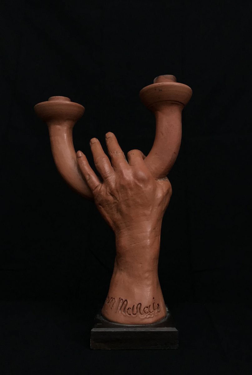 Terracotta Sculpture Hand By Jean Marais (1913-1998) French Artist