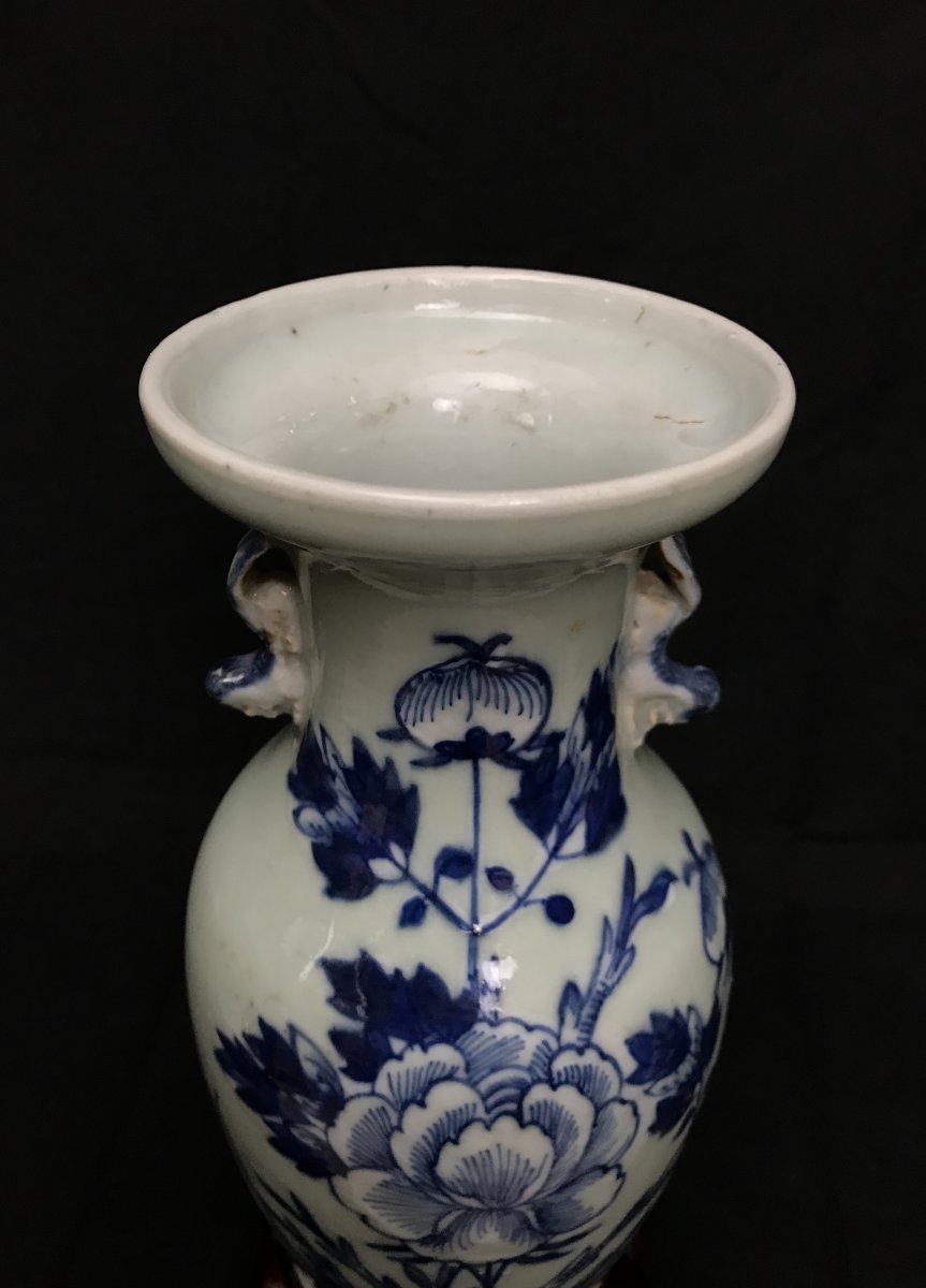 Fô Dogs Vase With Collar And Peonies Decor China-photo-2