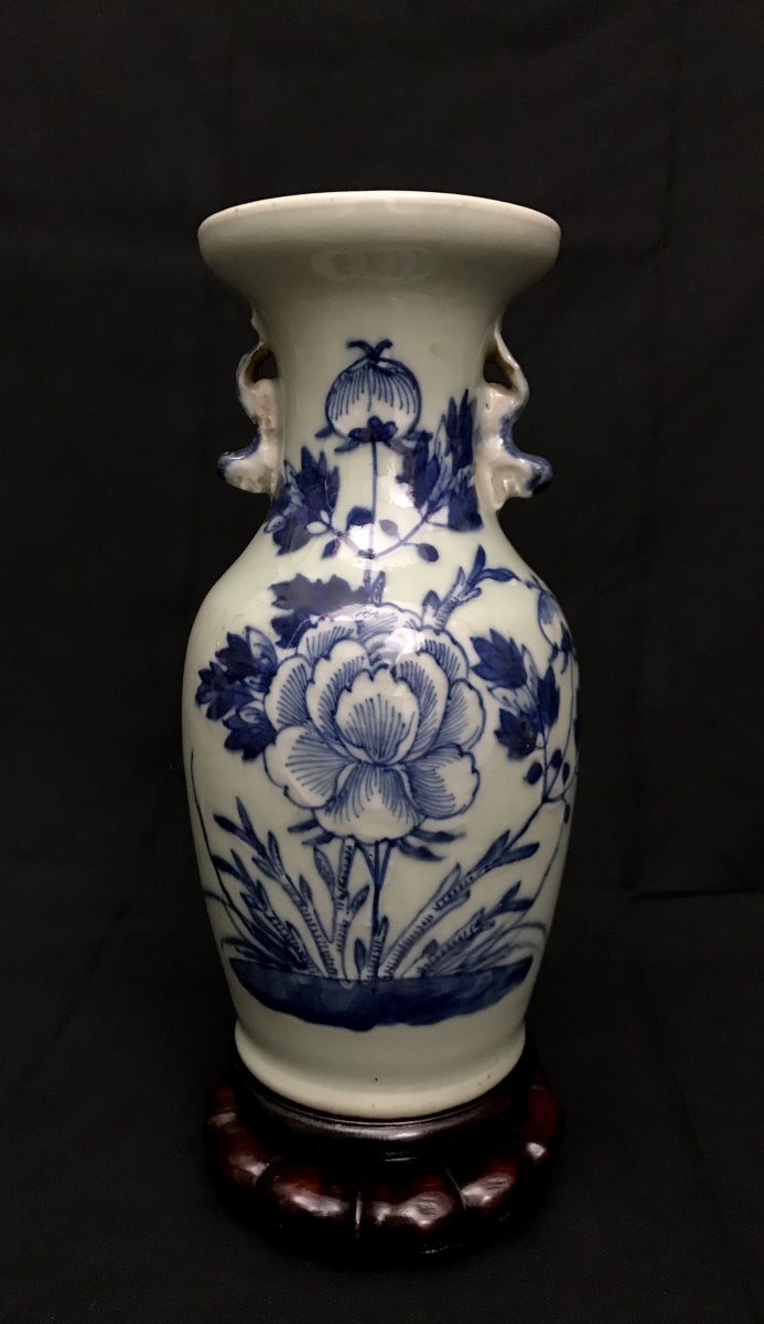 Fô Dogs Vase With Collar And Peonies Decor China-photo-2