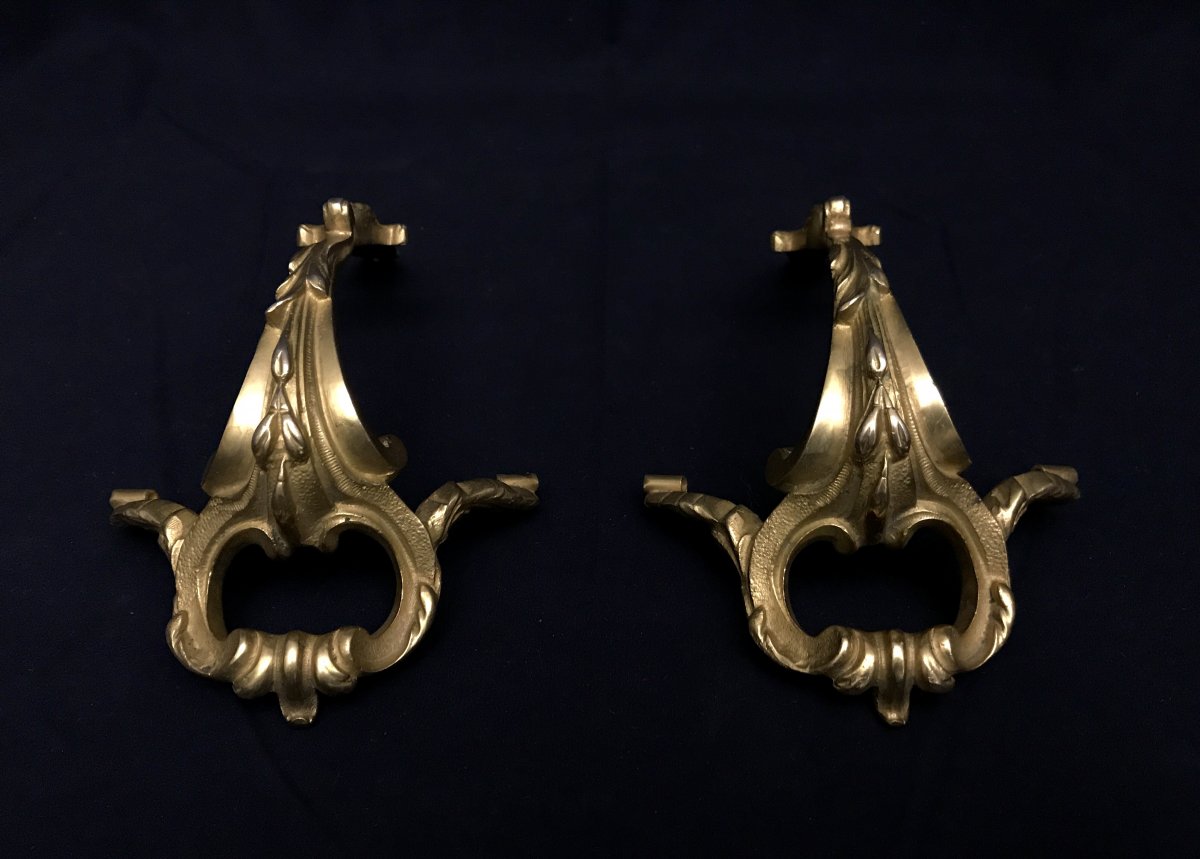 Pair Of Gilt Bronze Decorations For Vase Or Cup-photo-2