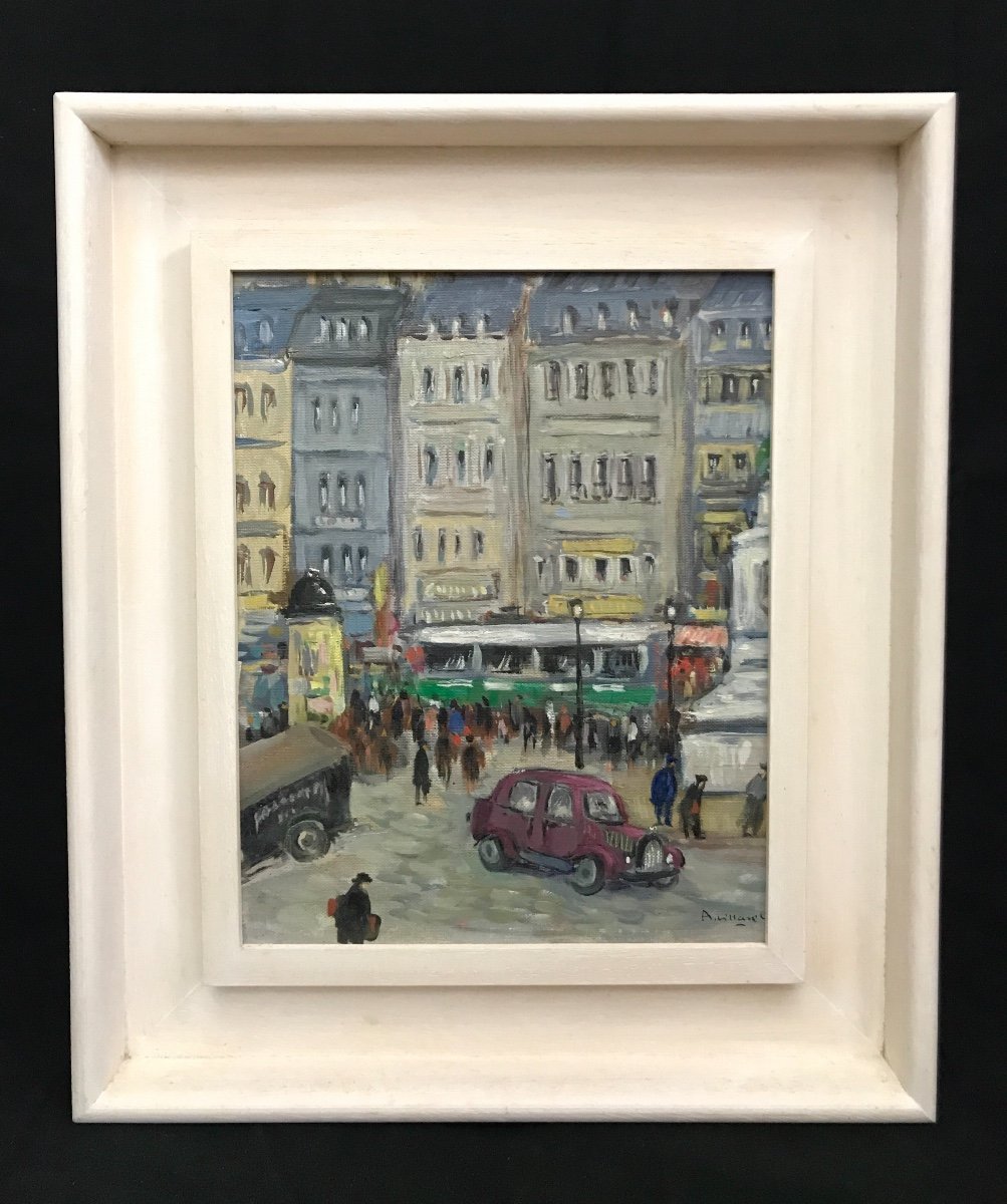 Tableau Peinture Représentant Paris  Par André Villaret 