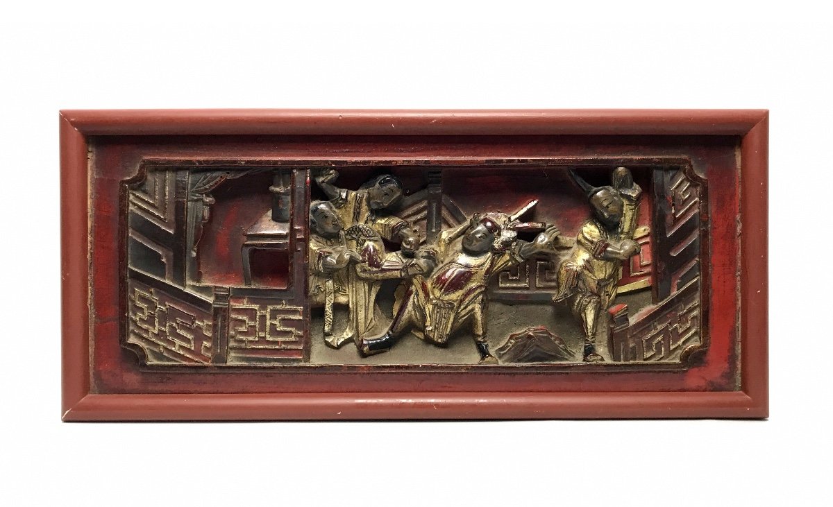 Nineteenth China Carved Wood Panel