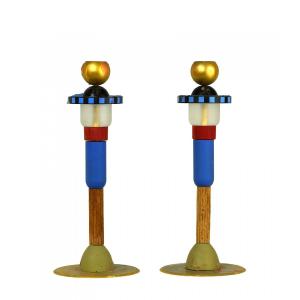 Pair Of Maison Lanvin “totem” Candlesticks By Hilton Mac Connico