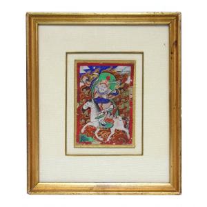 Framed Painting Depicting A Rider On Horseback