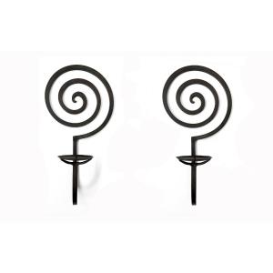 Pair Of Spiral Wrought Iron Wall Lights/brutalist