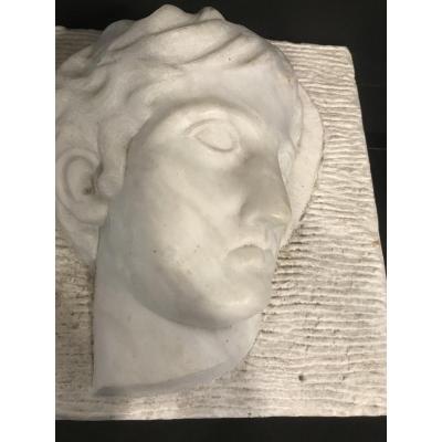 Profile Of Young Ephebe In White Marble