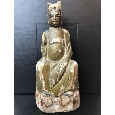 Polychrome Wood Buddha Qing Period