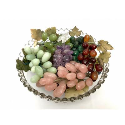 50s Crystal Cup And Bunches Of Grapes In Stones