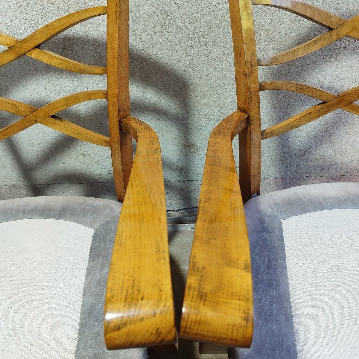 Pair Of Beech Armchairs By Jules Leleu-photo-1