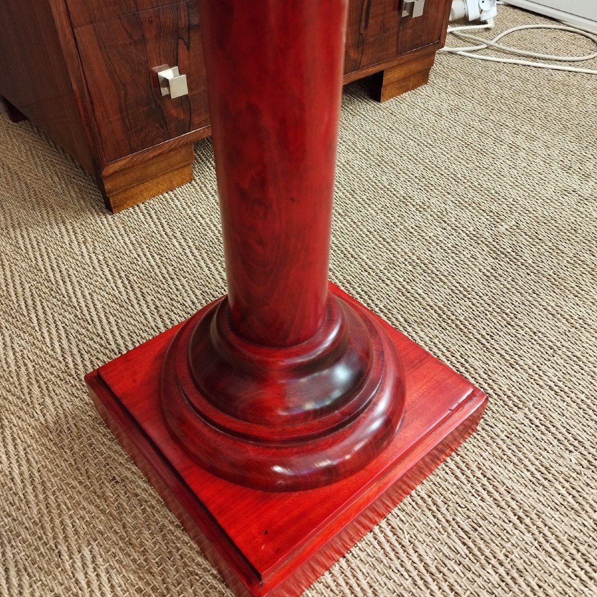 Red Stained Pedestal Table-photo-4