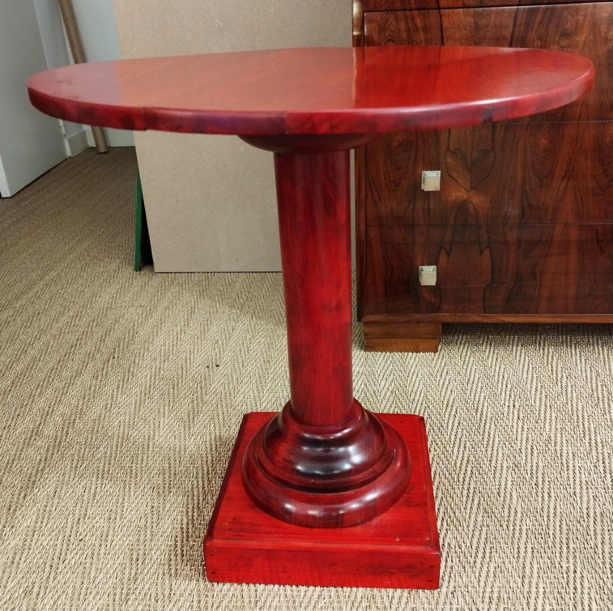 Red Stained Pedestal Table