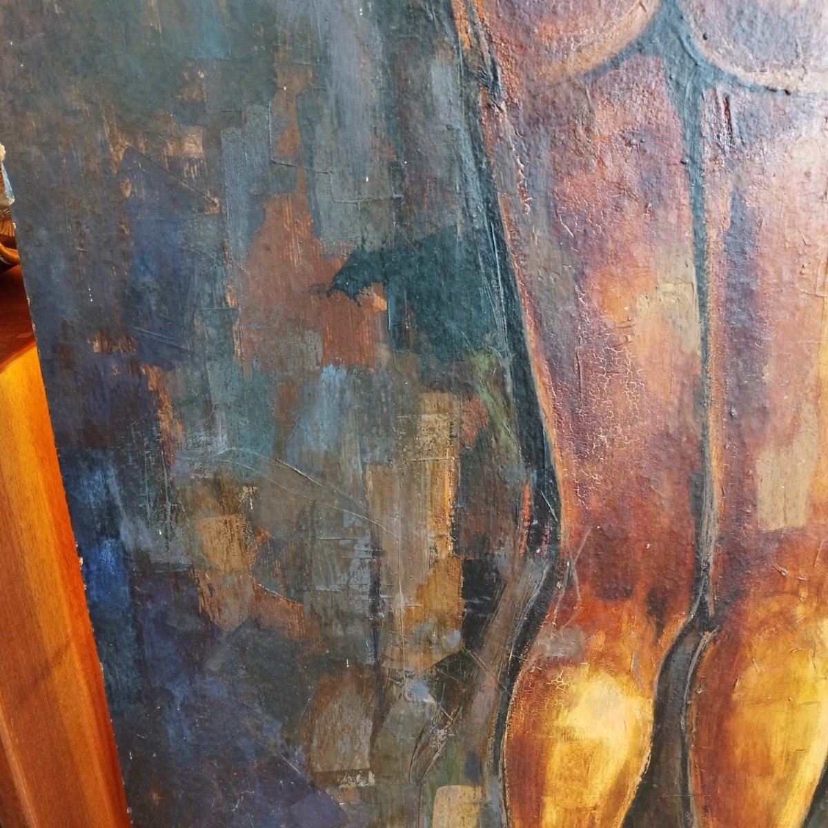 Grand Tableau. Huile Sur Papier Fixée Sur Panneau Bois-photo-5