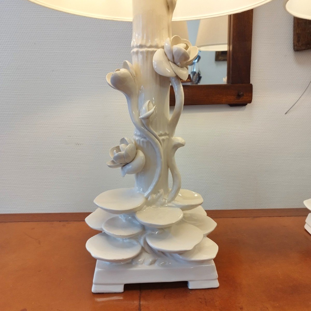 Grande Paire De Lampes En Céramique Blanche, Années 60-photo-3