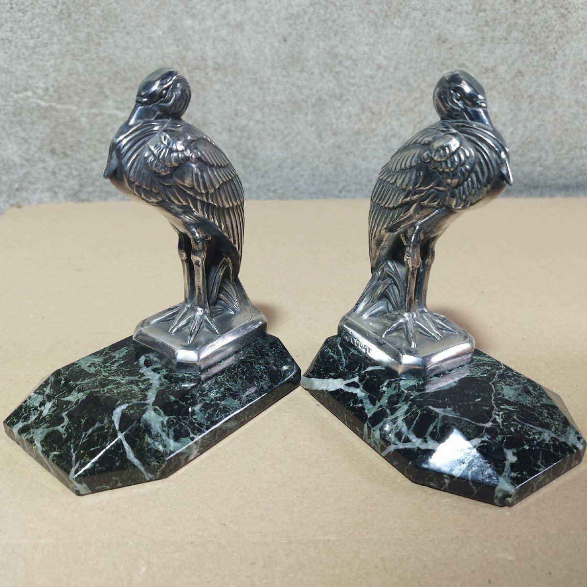 Pair Of Art Deco Silver Metal Bookends By Maurice Frécourt-photo-4