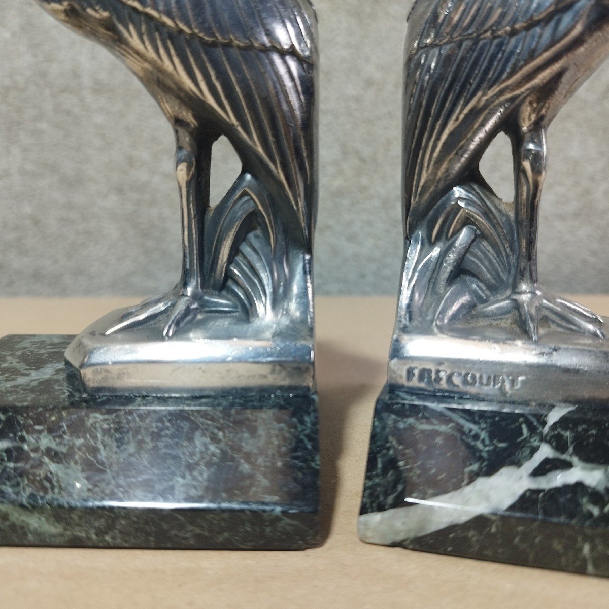 Pair Of Art Deco Silver Metal Bookends By Maurice Frécourt-photo-1