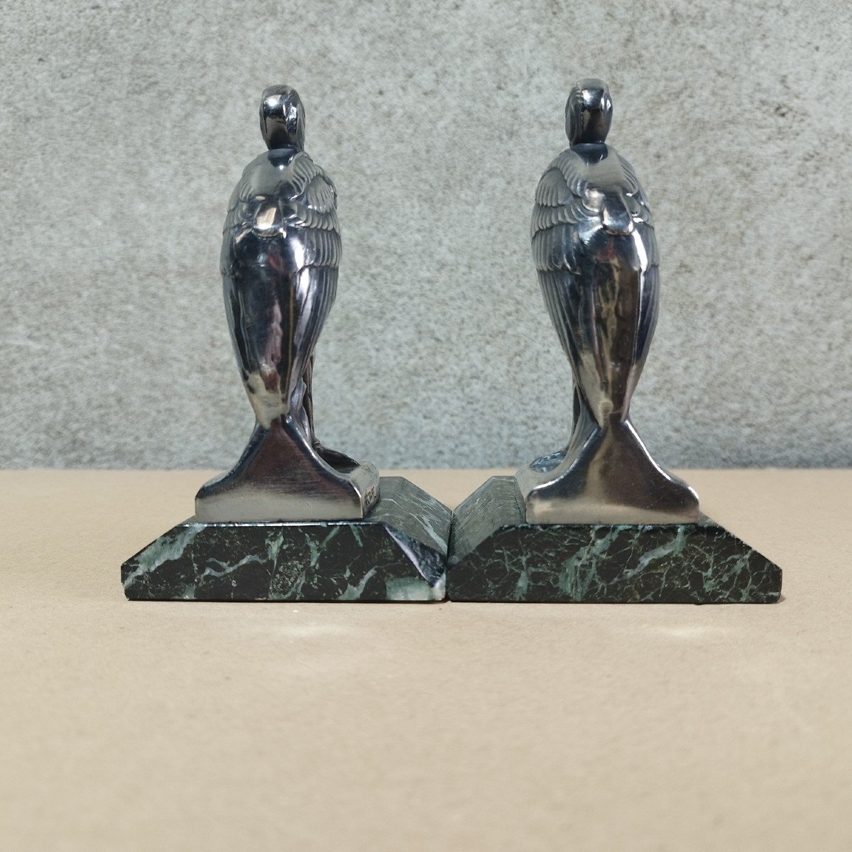 Pair Of Art Deco Silver Metal Bookends By Maurice Frécourt-photo-5