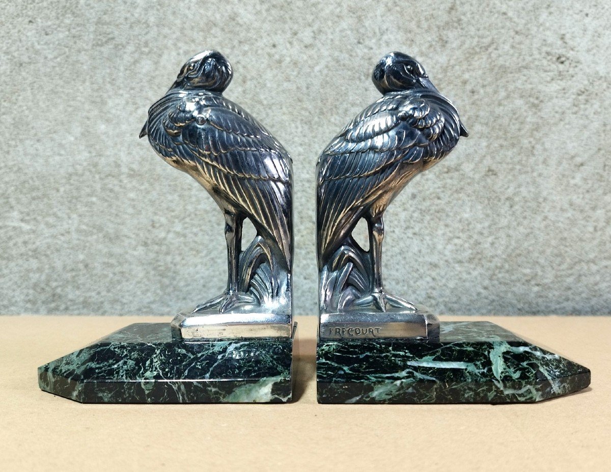 Pair Of Art Deco Silver Metal Bookends By Maurice Frécourt