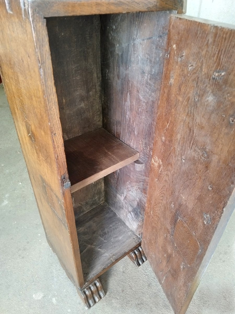 18th Or 19th Century Oak Folk Art Monoxyle Cabinet-photo-3