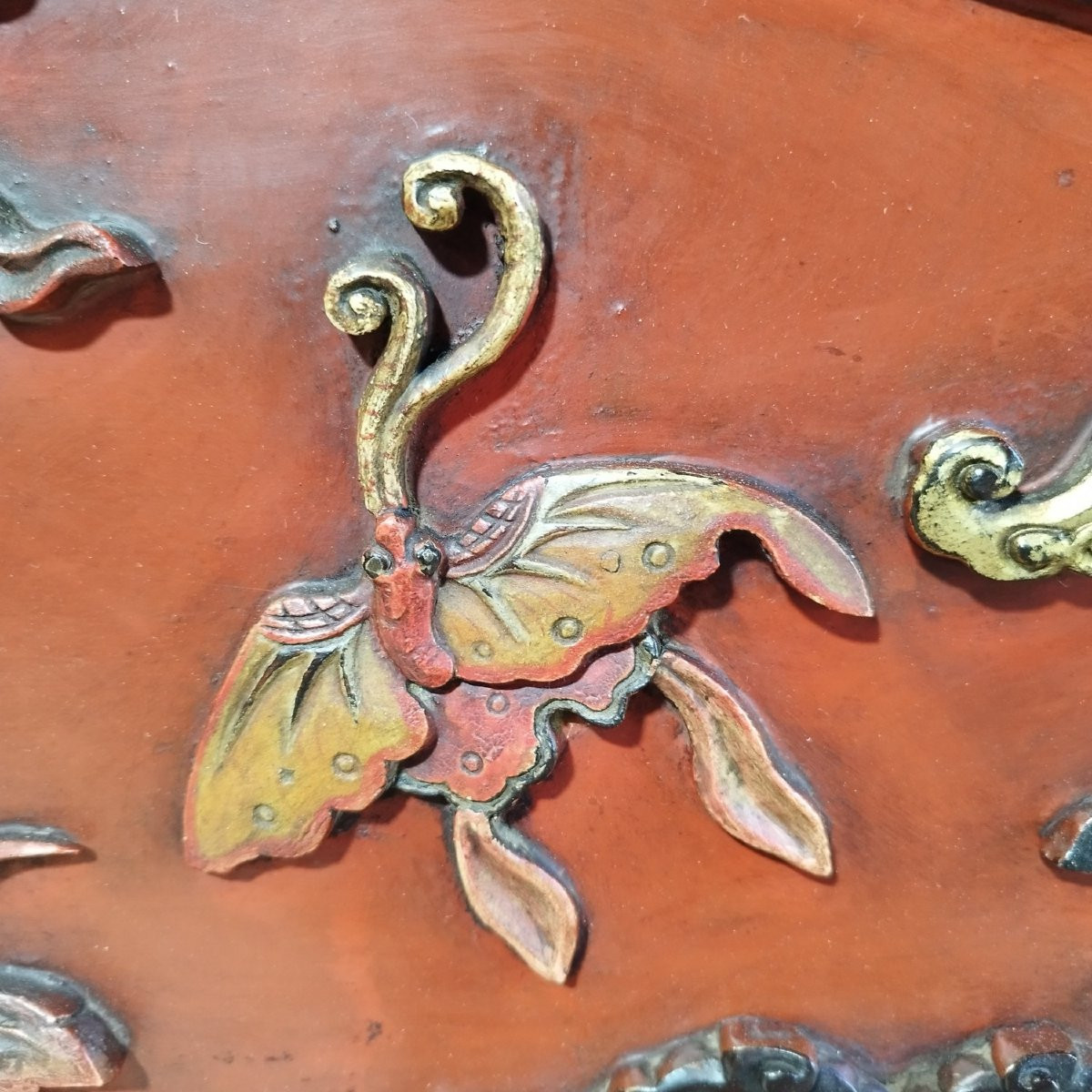 Pair Of Chinese Carved And Lacquered Wooden Panels-photo-4