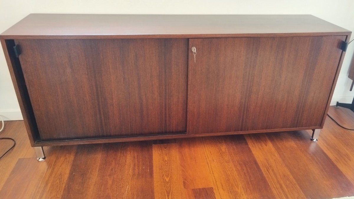 Florence Knoll Sideboard In Rosewood With Leather Handles-photo-1