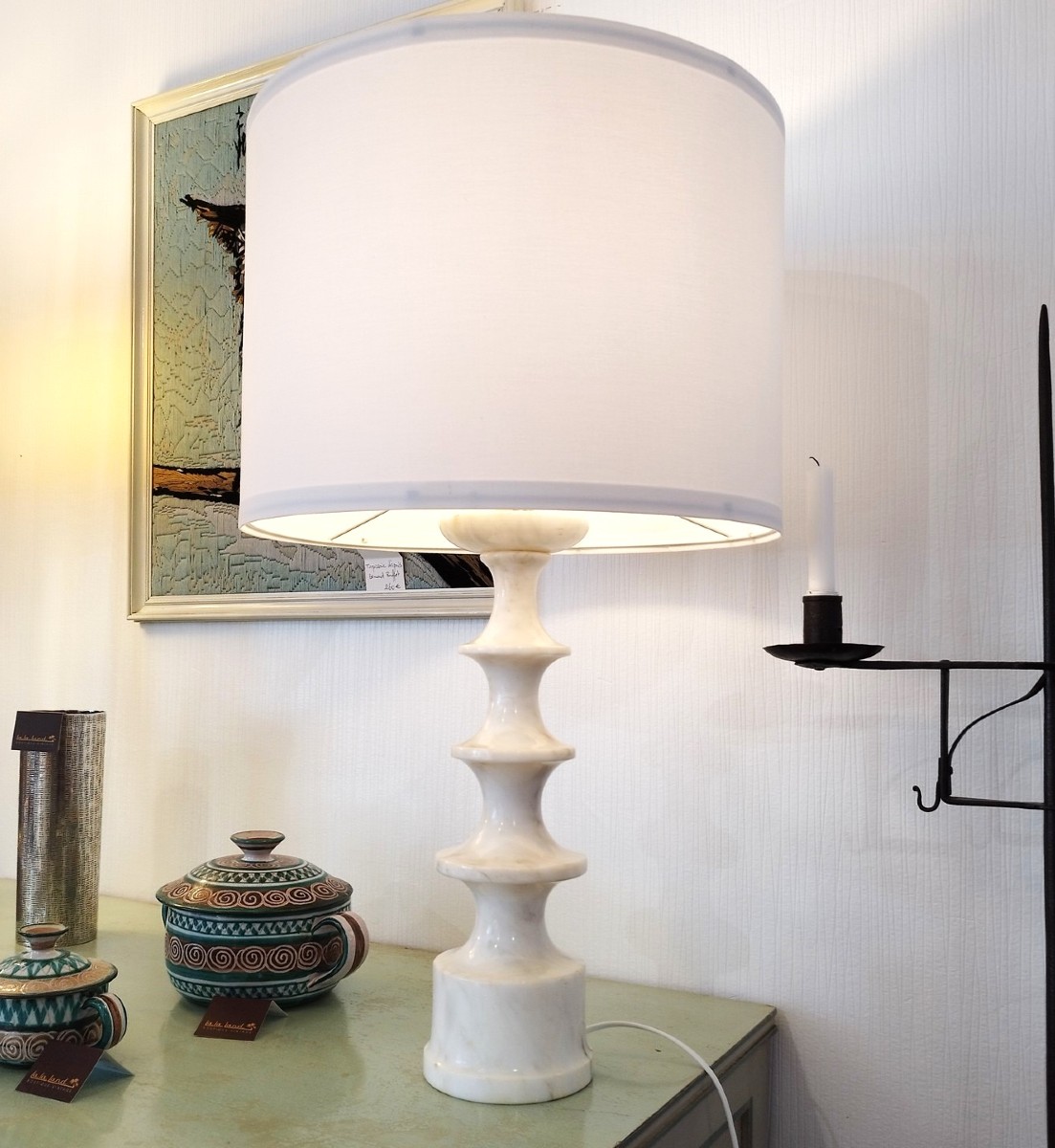 Grande lampe en marbre