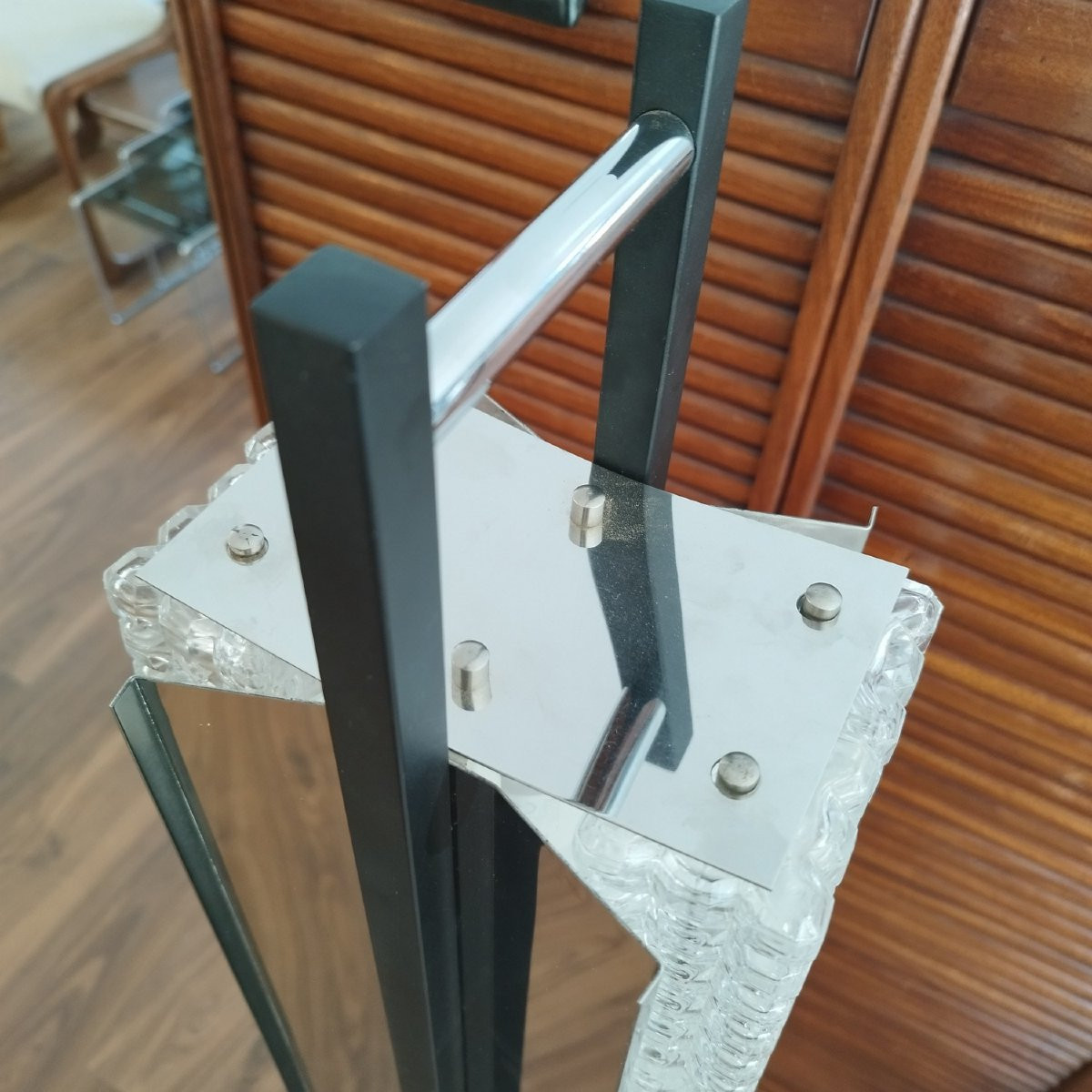 Steel And Glass Brick Floor Lamp, 1960-photo-2