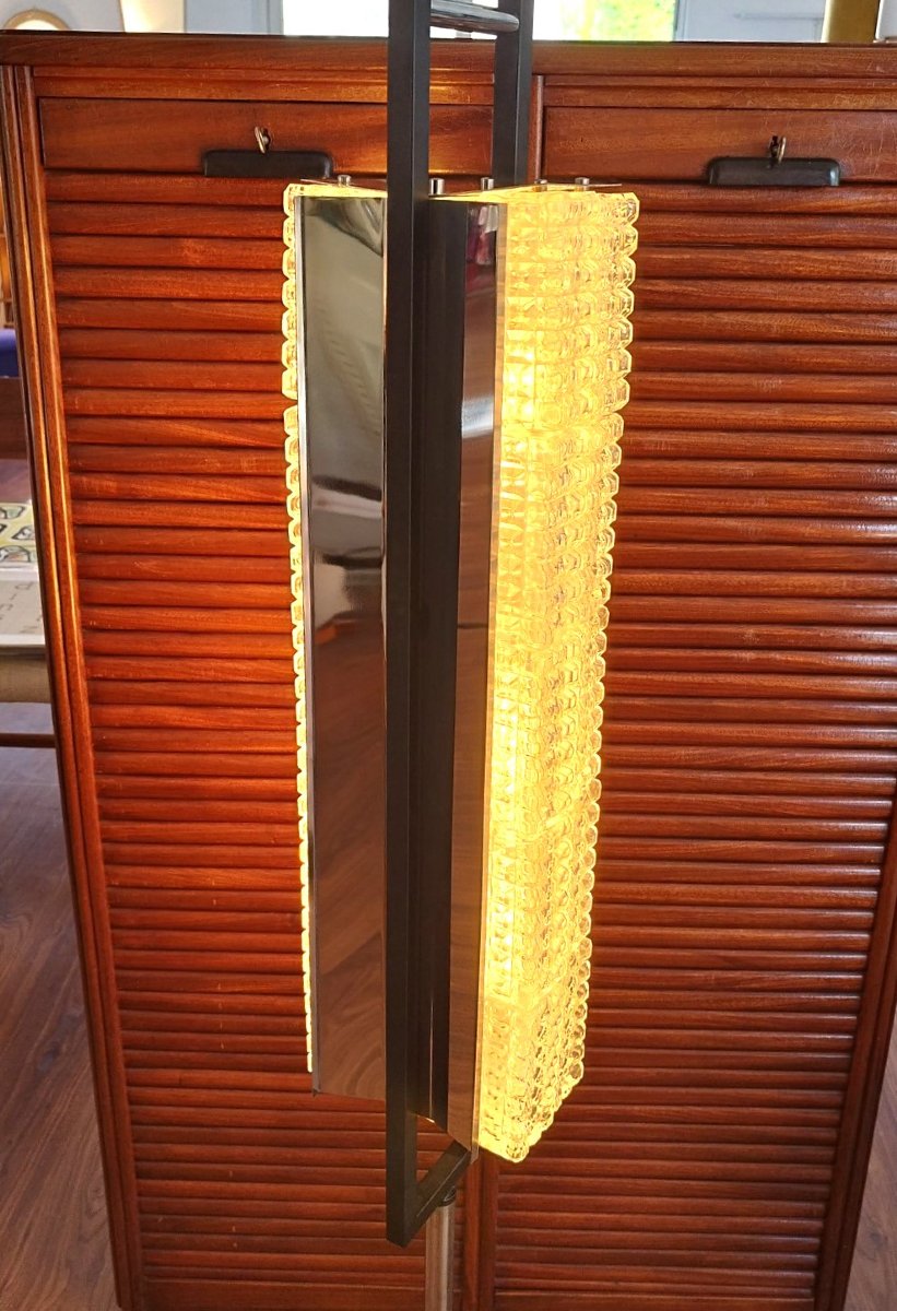 Steel And Glass Brick Floor Lamp, 1960-photo-4
