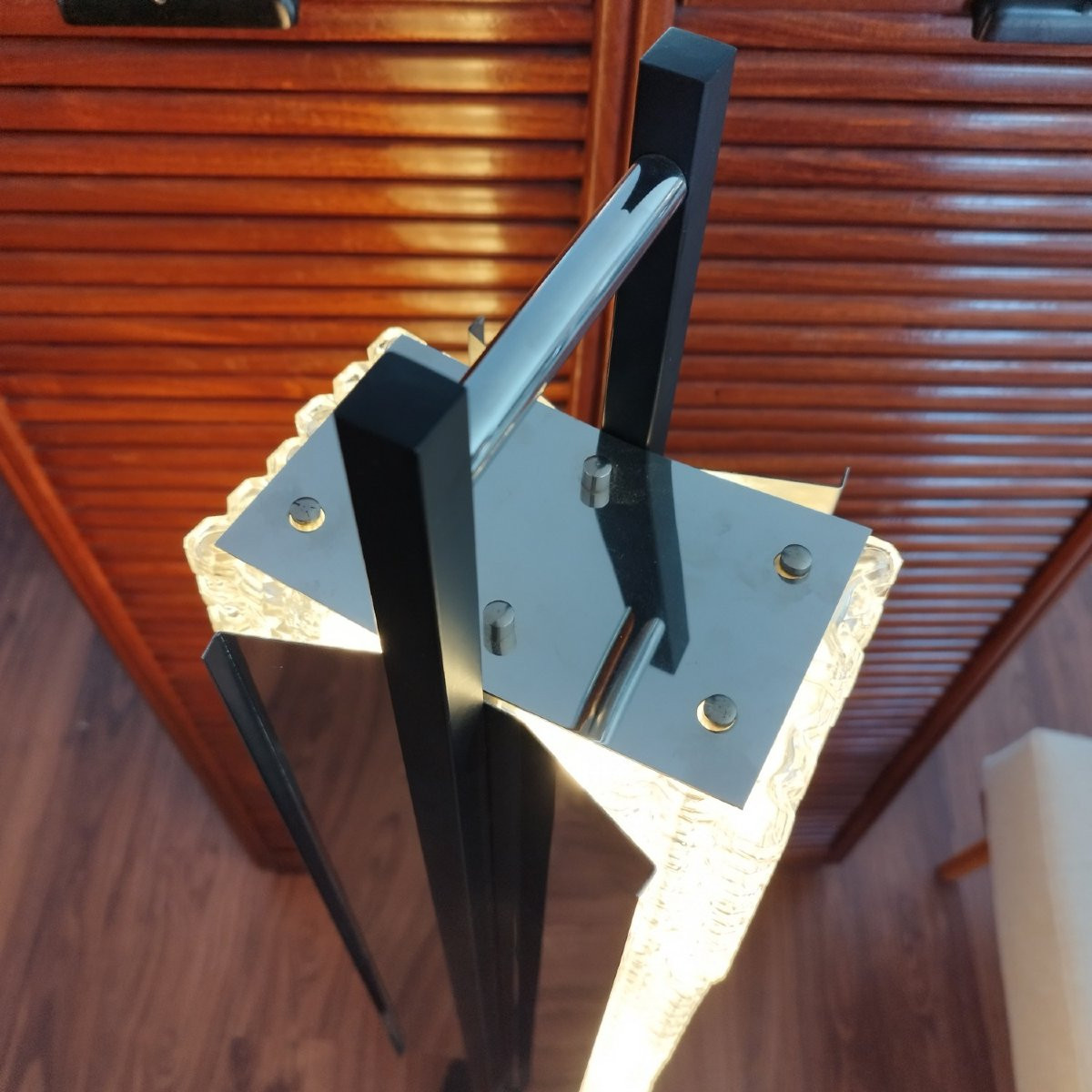 Steel And Glass Brick Floor Lamp, 1960-photo-6