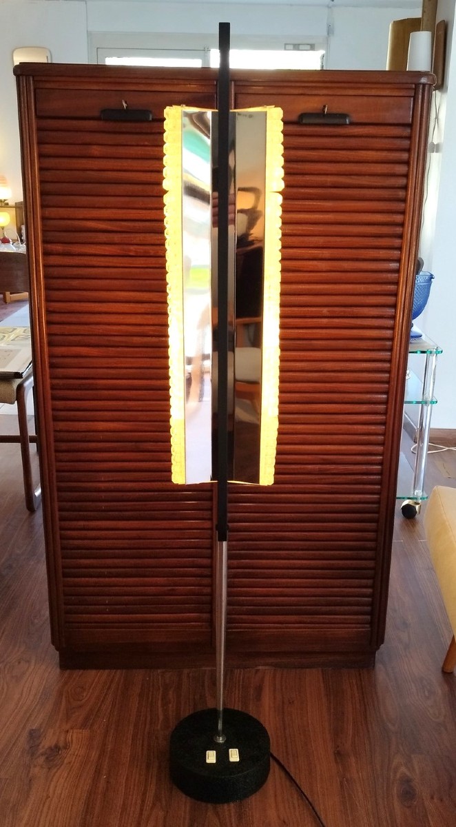 Steel And Glass Brick Floor Lamp, 1960