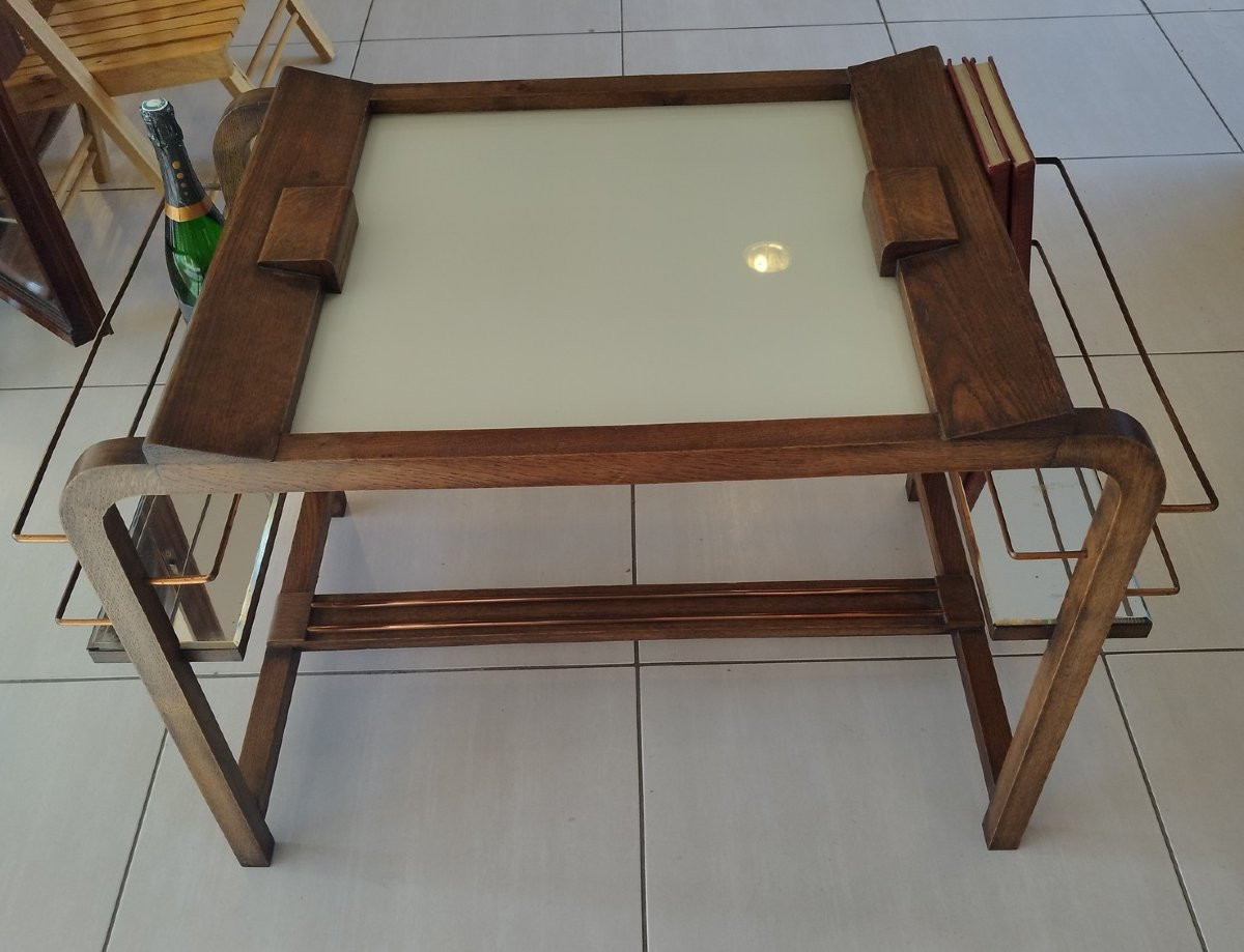 Guéridon en chêne, années 50-photo-2