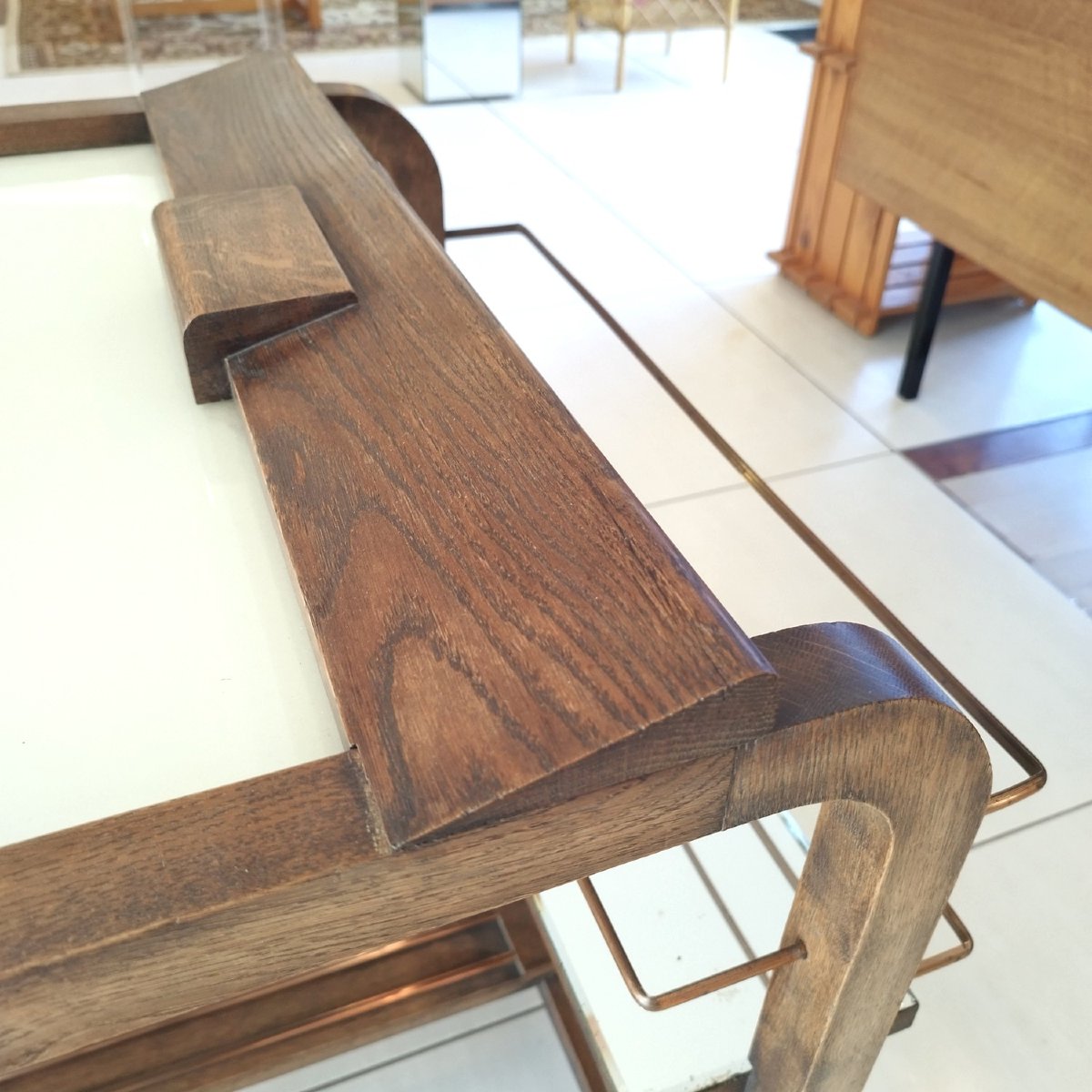 Guéridon en chêne, années 50-photo-6