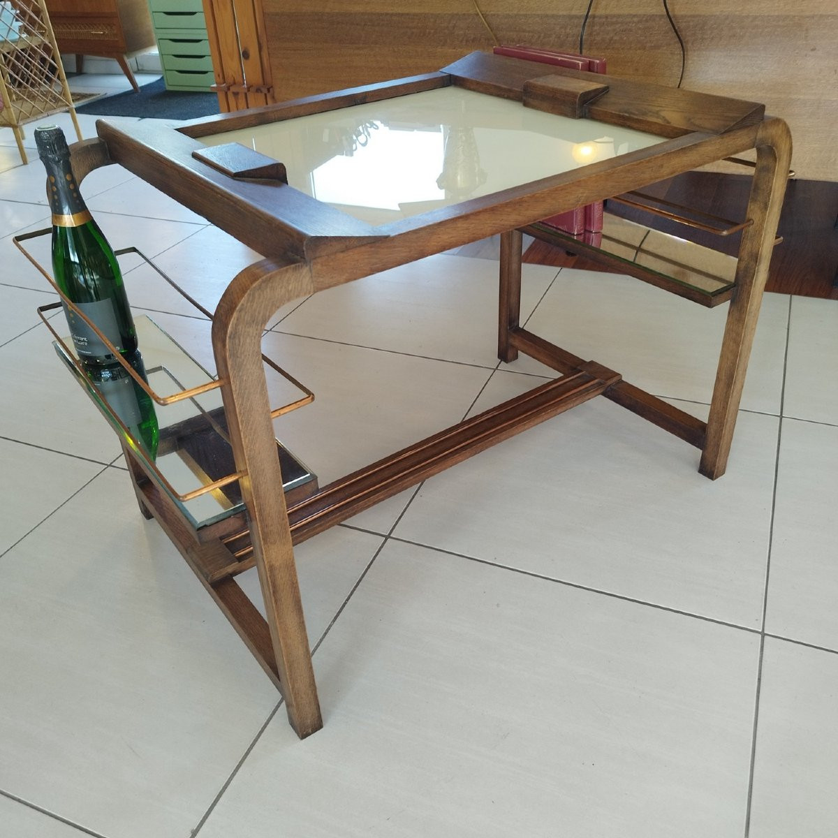 Guéridon en chêne, années 50-photo-8