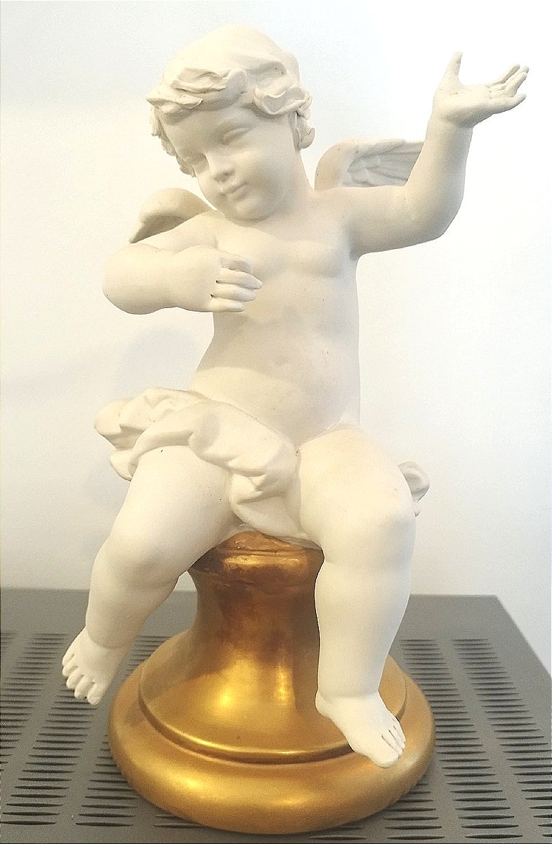 Paire de chérubins en biscuit, Capodimonte-photo-2