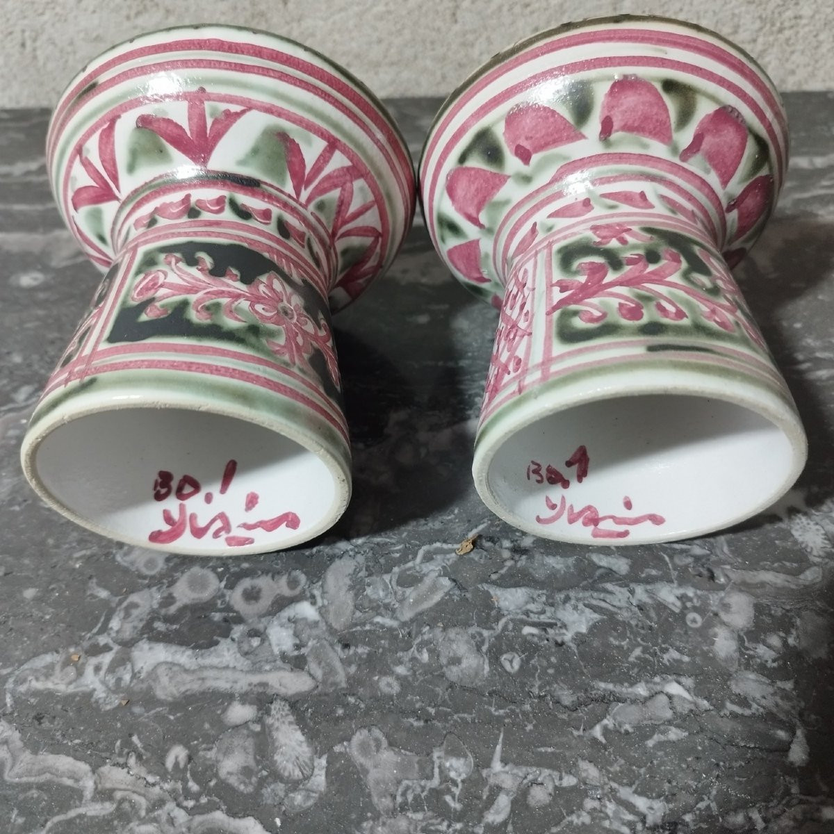 Ensemble Keraluc 1 vase et 20 bougeoirs par Paul Yvain-photo-4